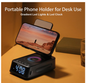 iFkoo 4 in 1 phone stand with bluetooth speaker and clock unique christmas tech gifts for men under 50