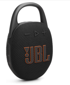 Ultra compact waterproof JBL Go pocket bluetooth speaker with durable loop handle, portable wireless outdoor audio gadget and practical Christmas stocking stuffer gift ideas under 50 dollars."